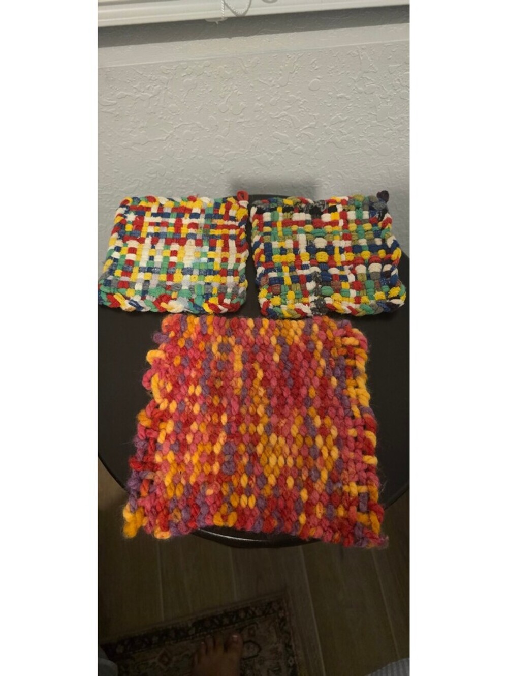Set of 3 Handmade Colorful Woven Pot Holders